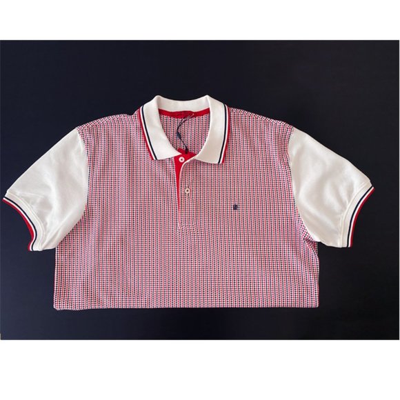 CH Men's Polo Shirt Shirt Sleeves Red-White Size L - Picture 3 of 3